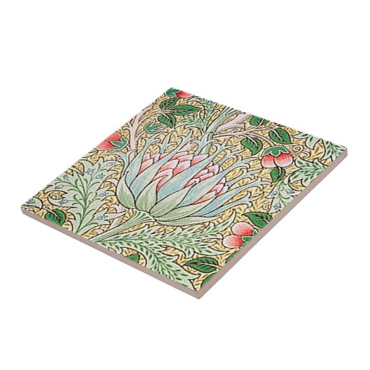 William Morris  Artichoke Floral Pattern Tegeltje (Zijkant)