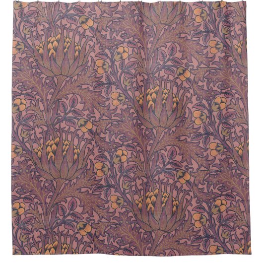William Morris Artisjok wijn en goud Douchegordijn (Voorkant)