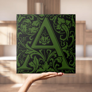 William Morris Arts and Crafts Initiaal Letter A Tegeltje