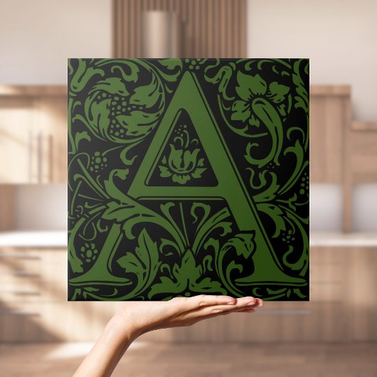 William Morris Arts and Crafts Initiaal Letter A Tegeltje