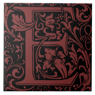 William Morris Arts and Crafts Monogram Brief E Tegeltje