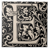 William Morris Arts and Crafts Monogram Letter E Tegeltje (Voorkant)