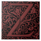 William Morris Arts and Crafts Monogram Letter Z Tegeltje (Voorkant)