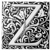 William Morris Arts and Crafts Monogram Letter Z Tegeltje (Voorkant)