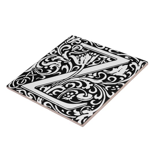 William Morris Arts and Crafts Monogram Letter Z Tegeltje (Zijkant)