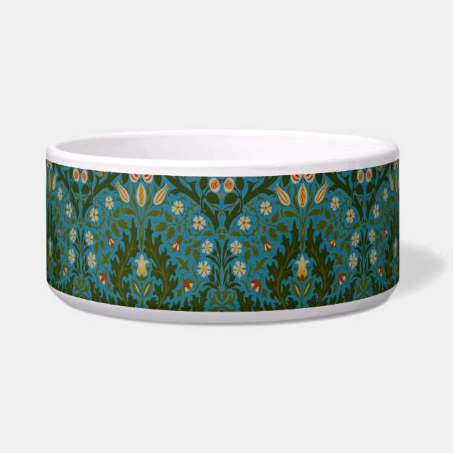 William Morris Autumn Flowers Pattern Teal Voerbakje (Voorkant)