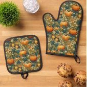 William Morris Autumn Pumpkin Patch Retro Ovenwant & Pannenlap Set