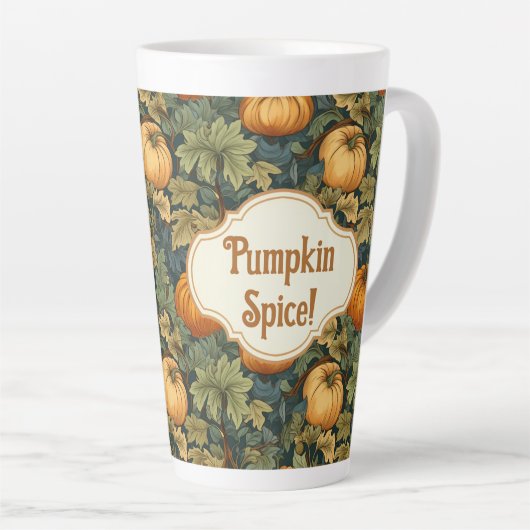 William Morris Autumn Pumpkin Spice gepersonalisee Latte Mok (Rechterhoek)