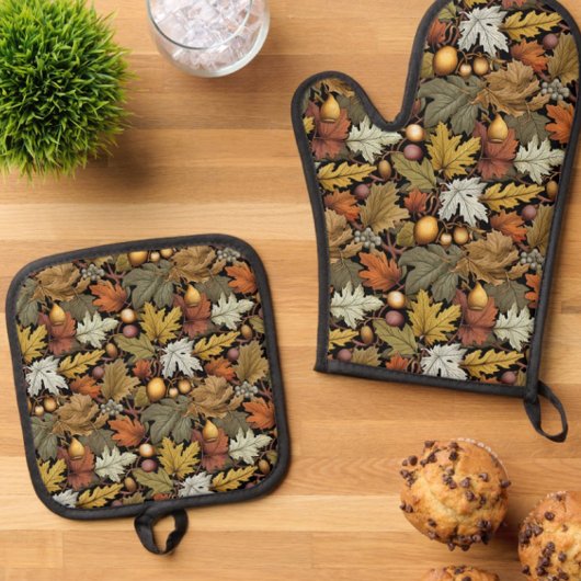 William Morris Autumn vertrekt bij Squirrel Retro Ovenwant & Pannenlap Set