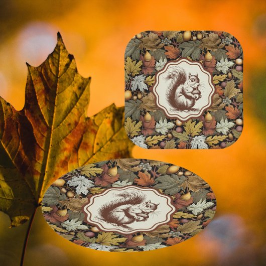 William Morris Autumn vertrekt bij Squirrel Retro Papieren Bordje