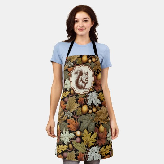 William Morris Autumn vertrekt bij Squirrel Retro Schort (Gedragen)