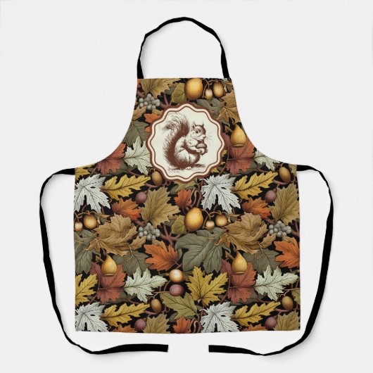 William Morris Autumn vertrekt bij Squirrel Retro Schort (Voorkant)
