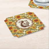 William Morris Autumn Zonnebloemen Eekhoorn Retro Kartonnen Onderzetters (Gekanteld)