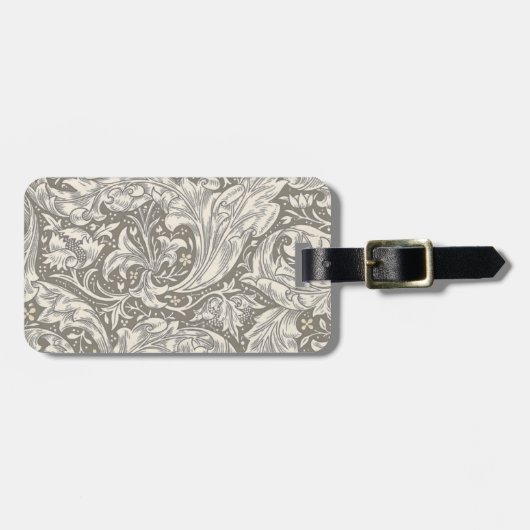 William Morris Bachelor's Button antieke damast Bagagelabel (Voorkant horizontaal)