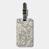 William Morris Bachelor's Button antieke damast Bagagelabel (Voorkant verticaal)