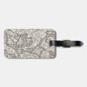 William Morris Bachelor's Button antieke damast Bagagelabel (Achterkant horizontaal)