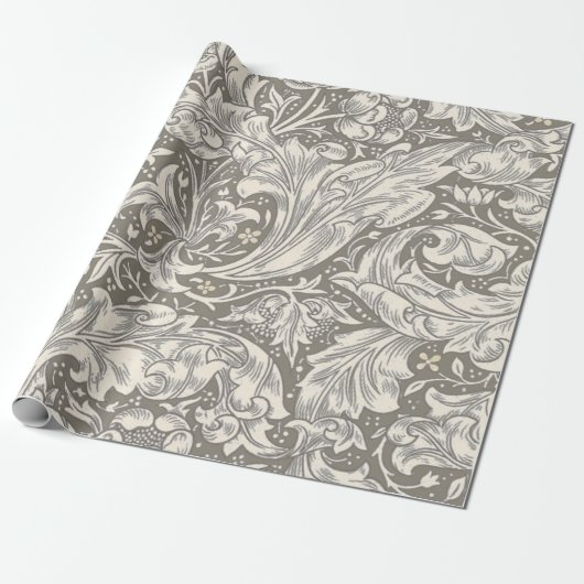 William Morris Bachelor's Button antieke damast Cadeaupapier (Uitgerold)