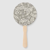 William Morris Bachelor's Button antieke damast Handwaaier (Achterkant)