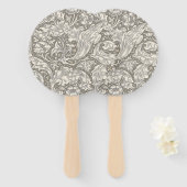 William Morris Bachelor's Button antieke damast Handwaaier (Voorkant en achterkant)