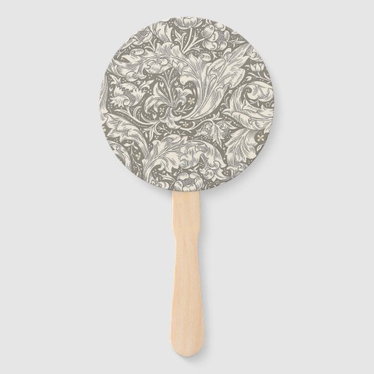 William Morris Bachelor's Button antieke damast Handwaaier (Voorkant)