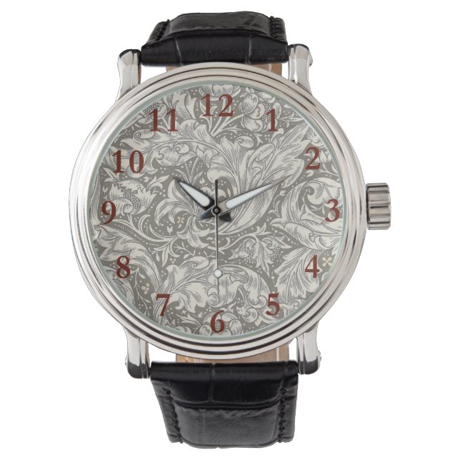 William Morris Bachelor's Button antieke damast Horloge (Voorkant)
