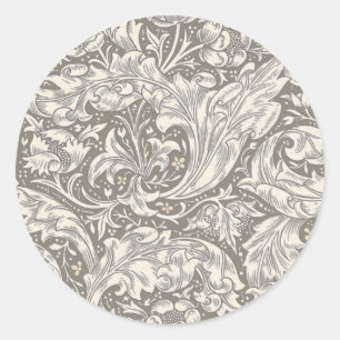 William Morris Bachelor's Button antieke damast Ronde Sticker