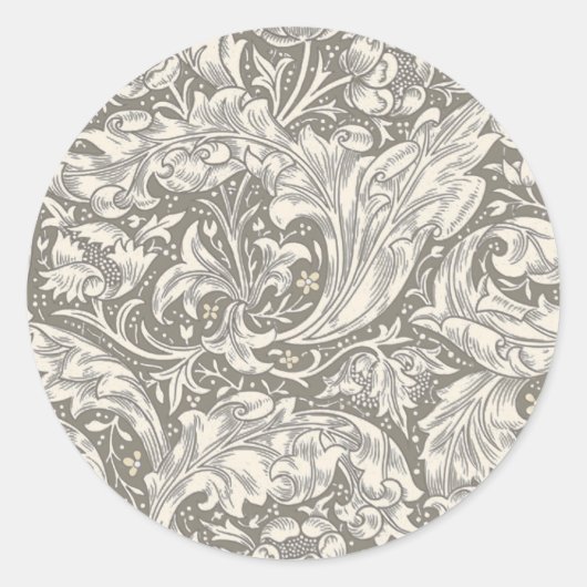 William Morris Bachelor's Button antieke damast Ronde Sticker (Voorkant)