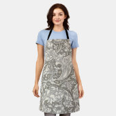 William Morris Bachelor's Button antieke damast Schort (Gedragen)