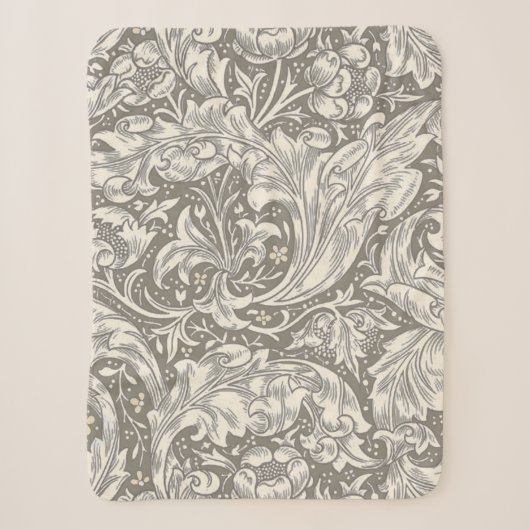 William Morris Bachelor's Button antieke damast Sherpa Deken (Voorkant)
