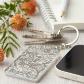 William Morris Bachelor's Button antieke damast Sleutelhanger (Voorkant Rechts)
