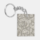 William Morris Bachelor's Button antieke damast Sleutelhanger (Voorkant Links)