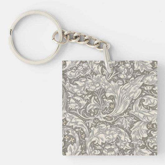 William Morris Bachelor's Button antieke damast Sleutelhanger (Voorkant)