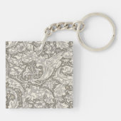 William Morris Bachelor's Button antieke damast Sleutelhanger (Achterkant)