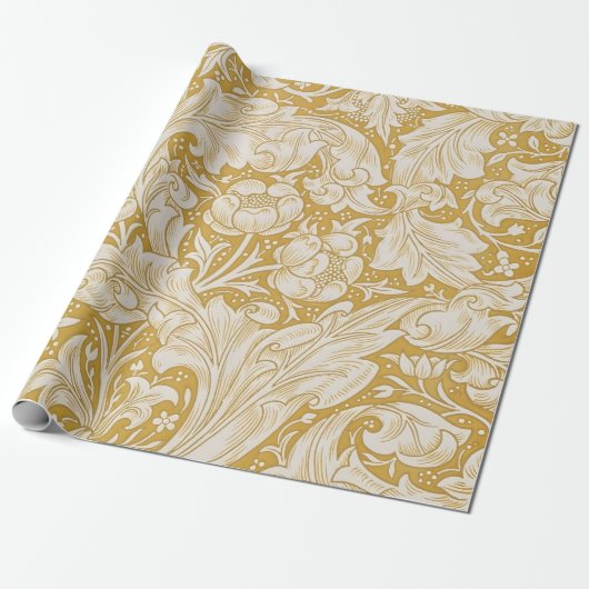William Morris Bachelor's Button Bloem Klassiek Cadeaupapier (Uitgerold)