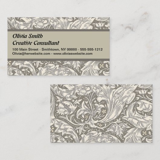 William Morris Bachelor's Button Bloemenbot Visitekaartje (Voorkant / Achterkant)