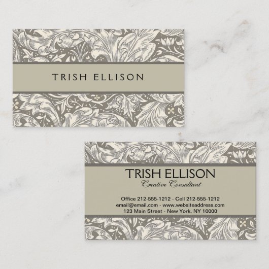 William Morris Bachelor's Button Bloemenbot Visitekaartje (Voorkant / Achterkant)