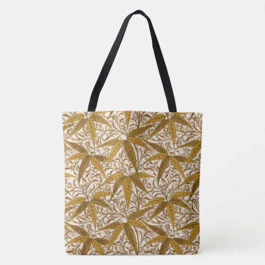 William Morris Bamboeprint, Goud en Crème Tote Bag (Voorkant)