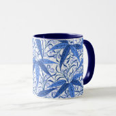 William Morris Bamboo Print, Cobalt Blue & White Mok (Voorkant rechts)