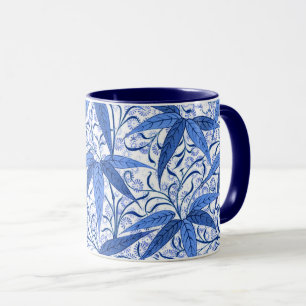 William Morris Bamboo Print, Cobalt Blue & White Mok
