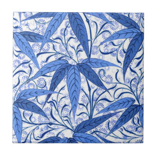 William Morris Bamboo Print, Cobalt Blue & White Tegeltje
