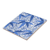William Morris Bamboo Print, Cobalt Blue & White Tegeltje (Zijkant)
