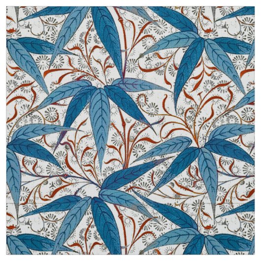 William Morris Bamboo Print, Denim Blue en White Stof (Swatch)