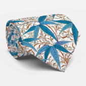 William Morris Bamboo Print, Denim Blue en White Stropdas (Opgerold)