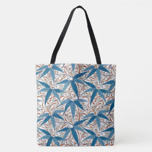 William Morris Bamboo Print, Denim Blue en White Tote Bag