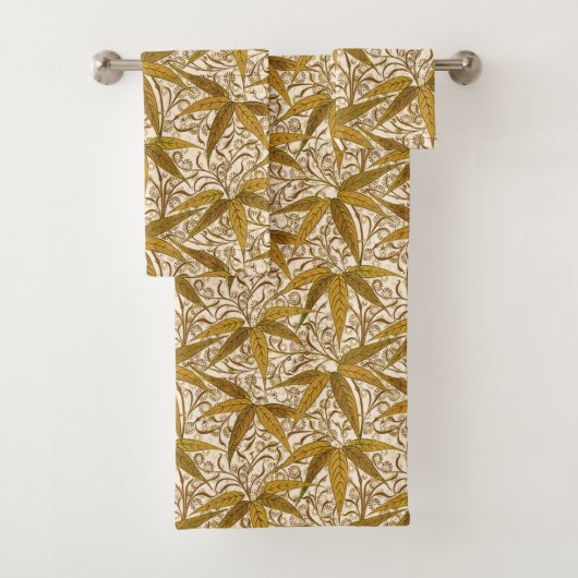 William Morris Bamboo Print, Gold en Cream Bad Handdoek (Insitu)