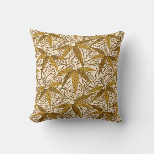 William Morris Bamboo Print, Gold en Cream Kussen (Voorkant)