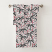 William Morris Bamboo Print, grijs en wit Bad Handdoek (Insitu)