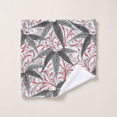 William Morris Bamboo Print, grijs en wit Bad Handdoek (Wasdoekje)