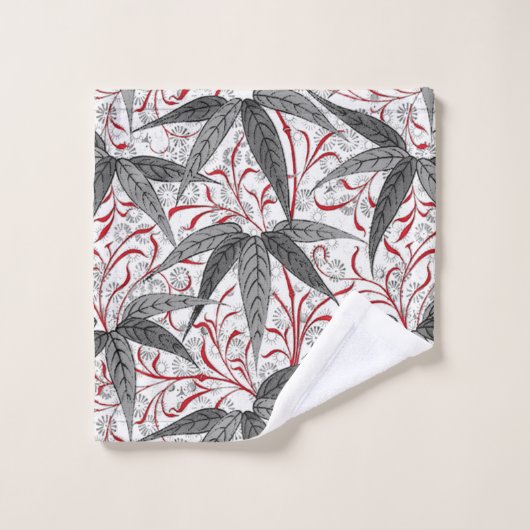 William Morris Bamboo Print, grijs en wit Bad Handdoek (Wasdoekje)