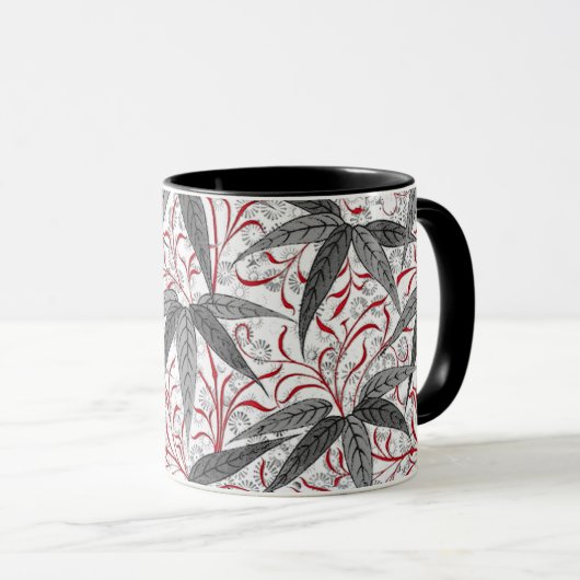 William Morris Bamboo Print, grijs en wit Mok (Voorkant rechts)